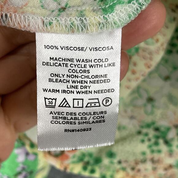 LOFT Floral Crepe Patchwork Top Women Large Blouse Colorful Ditsy Balloon Sleeve - Picture 9 of 14